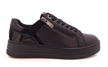 Czarne damskie półbuty typu sneakers skórzane Marco Tozzi 2-23795 r39
