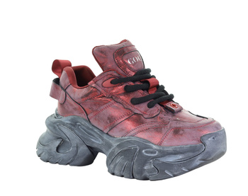 Skórzane damskie sneakersy burgund Goe SS2N4035 r38