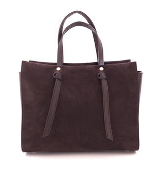 Ciemnobrązowa torebka damska skórzana do ręki Laura Biaggi TS113-07 Choco