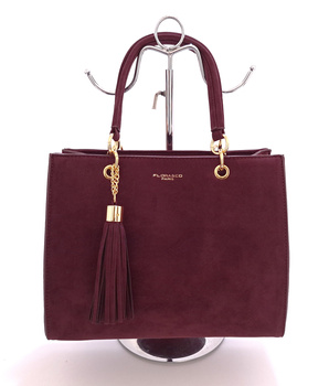 Bordowa torebka damska kuferek eko zamsz Flora&Co F7580