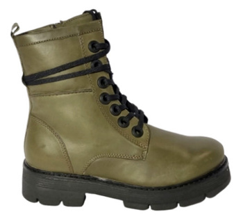 Sznurowane workery damskie w kolorze khaki Marco Tozzi 25286 r40