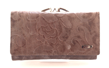Skórzany brązowy damski portfel na bigiel Angela Coletti 6134