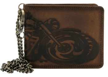 Skórzany portfel męski motocykl z łańcuszkiem N992C-VIN-M-2034 brązowy
