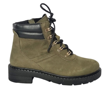 Damskie skórzane botki nubuk Marco Tozzi 25202-29 khaki r36