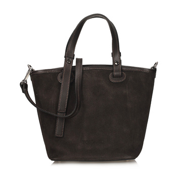 Mała torebka damska kuferek zamsz Toscanio TOS G104 ciemnobrązowy