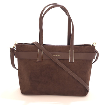 Brązowa torebka damska kuferek eko zamsz Gallantry DQ-8714-A