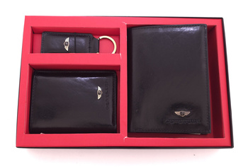 Zestaw prezentowy męski portfel etui i brelok Peterson N4-VT/5334 czarny
