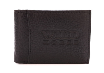Mały skórzany portfel męski poziomy czarny Wild 33B