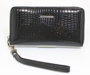 Portfel damski piórnik skórzany  Jennifer Jones 5295-2 duży czarny RFID