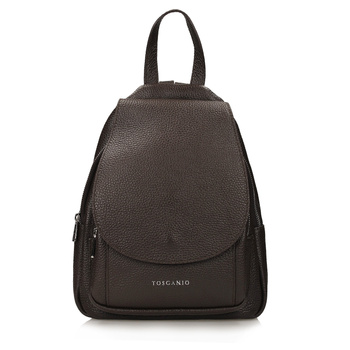 Plecak damski z klapka Toscanio skóra brązowy TOS A186