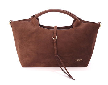 Brązowa podłużna torebka damska na ramię eko zamsz Flora&Co F7576