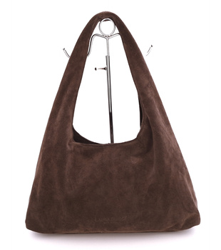 Ciemnobrązowa zamszowa torebka damska na ramię Laura Biaggi TS11-302