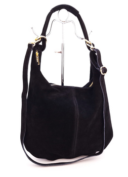 Skórzana torebka worek na ramię Laura Biaggi TS11-319 czarna