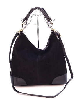 Uniwersalna czarna torebka damska z dwoma paskami Laura Biaggi TS66-5375