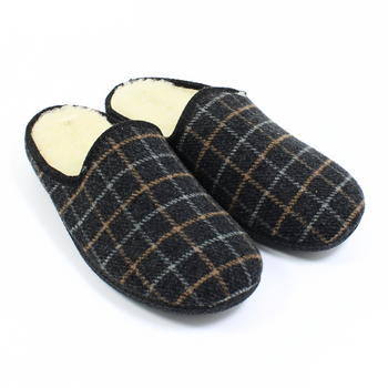 Kapcie męskie szare w kratkę z wełną owczą LC11664X Sanital Flex r.41