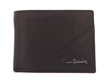 Czarny skórzany męski portfel z ochroną RFID Pierre Cardin 8806
