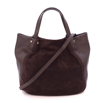 Brązowa torebka damska z łączonych skór Laura Biaggi TS120-2512