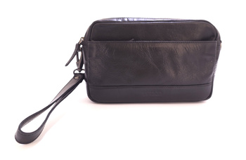 Skórzana czarna saszetka męska do ręki i na ramię Wild Natural 1149