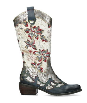 Kowbojki damskie ze skóry wielokolorowe Laura Vita ERCWINAO 19 Blanc r38