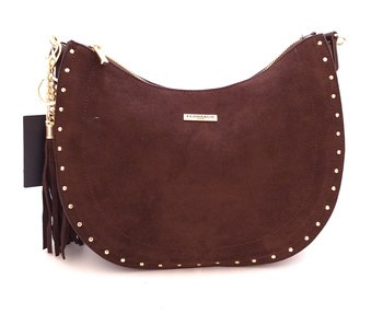 Damska torebka bagietka z eko zamszu brązowa Flora&Co C1097