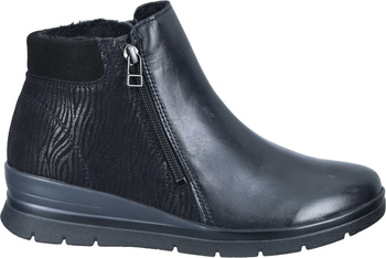 Skórzane czarne botki damskie tęgość H Comfortabel 990706-01 r40