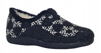 Ciepłe kapcie damskie pełne śnieżki  Sanital Flex L25972 czarny r38