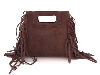 Mała torebka damska listonoszka z eko zamszu Gallantry R-7467-1 brązowa