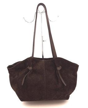 Zamszowa torebka shopper damska brązowa Vera Pelle
