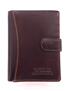 Skórzany portfel męski w kolorze brązowym z RFID Wild Things 5502 brown