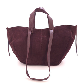 Damska shopperka ze skóry zamszowej Borse in Pelle bordowa