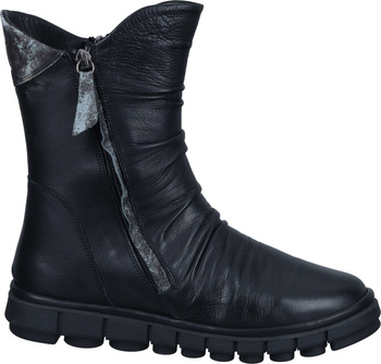 Skórzane botki damskie na suwak czarne Manitu 990531-01 r41