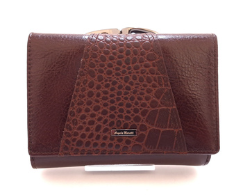 Brązowy skórzany damski portfel na bigiel Angela Moretti 47009-04901