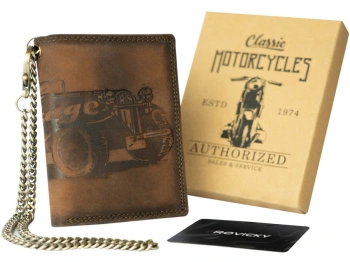 Skórzany portfel męski samochód z łańcuszkiem N4C-VIN-C-1990 brązowy