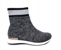 Botki damskie ze skarpetkową cholewką Marco Tozzi 25850 r39 srebrne