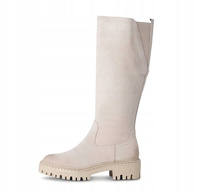 Damskie kozaki skórzane na grubej podeszwie Marco Tozzi 25626 beżowe r40