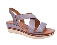 Sandały damskie na koturnie srebrne Marco Tozzi 2-28721 r36