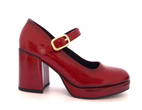 Czerwone czółenka Mary Jane na stabilnym obcasie Marco Tozzi 2-24405 r36