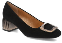 ESPINTO Czółenka Zamszowe z Ozdobną Klamrą C1198/1 Czarne tęg G1/2 r36