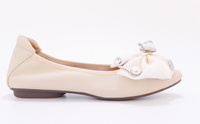 Skórzane baleriny damskie z kokardką beżowe Loretta Vitale W5301 r39