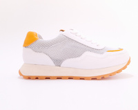 Białe sneakersy damskie z pomarańczową wstawką Cambell 00596WH r.38