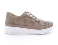 Perforowane szarobeżowe sneakersy damskie ze skóry Modo RW0110 r.37