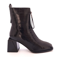 Skórzane botki damskie na szerokim obcasie Loretta Vitale C9659 czarne r40