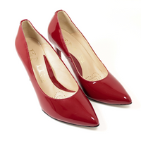 Czerwone skórzane lakierowane czółenka szpilki Emis SL6506r39