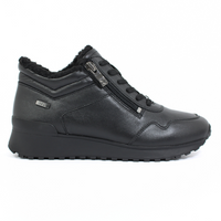 Ocieplane skórzane sneakersy damskie z suwakami Caprice 26201 czarne r39
