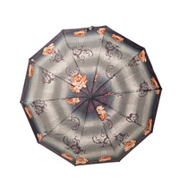 Parasol damski automatyczny Eso Fecske szara w kwiaty