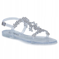 SCAVIOLA Silikonowe błyszczące sandałki G-64 SILVER r40