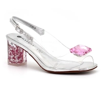 Sandały transparentne na zdobionym obcasie Scaviola S-359 srebrne r36
