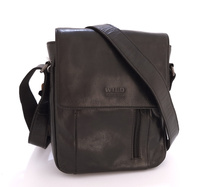 Czarna skórzana torba męska na ramię z klapką Wild 787 B