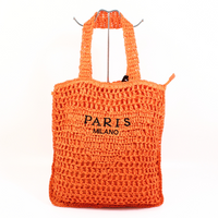 Shopperka pleciona słomkowa z napisem Bruno Rossi T602 pomarańczowa