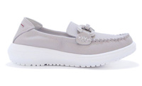 Półbuty damskie mokasyny skóra szarybeż Cambell 25-8731BG r41